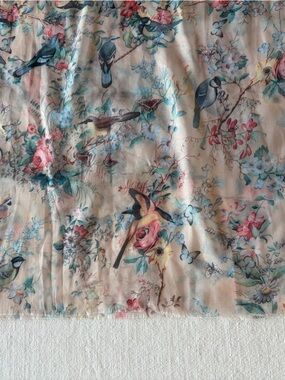 Bindya Lulla Collection Spring Birds And Floral Sheer Scarf Wrap 70” x 28”